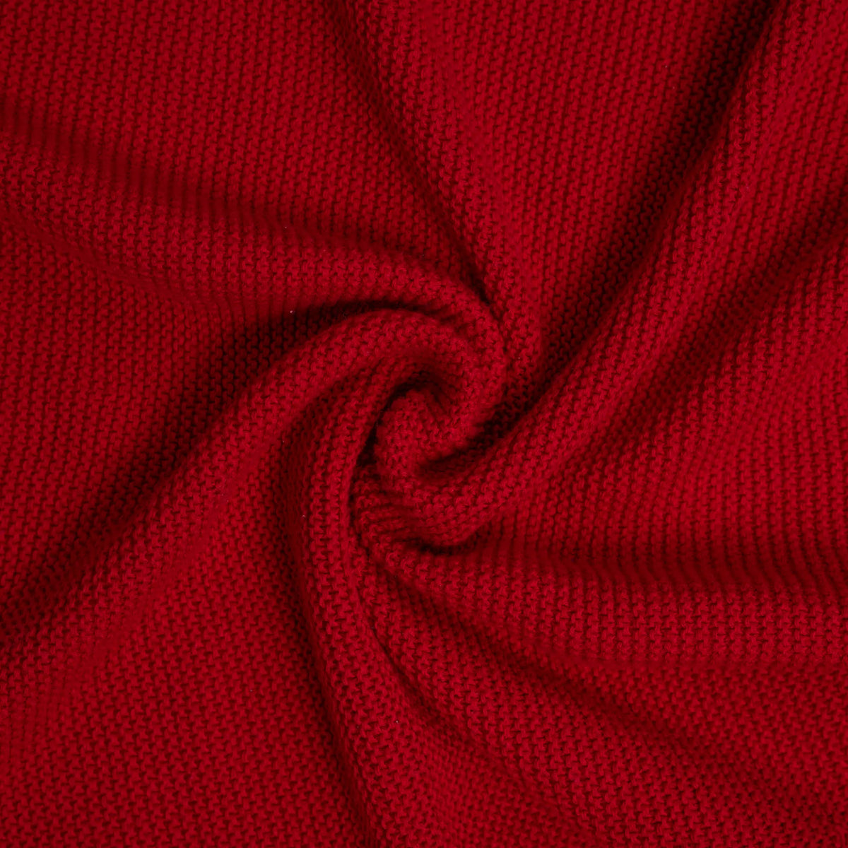 Ruffled Edge Knit Baby Blanket in Red Xmas