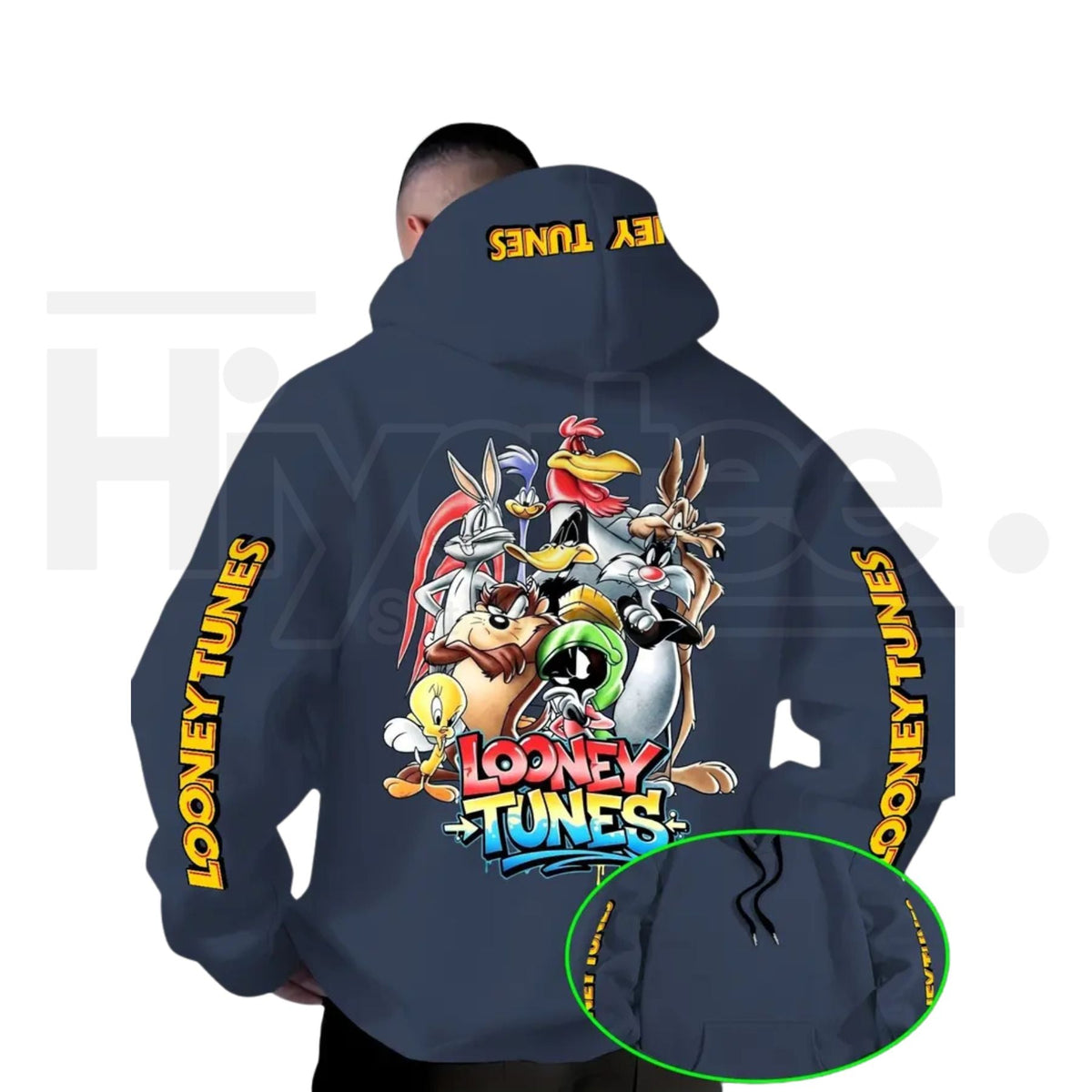 Warner Bros Looney Tunes Gradient Print Hoodie – Vintage Cartoon Character Pullover