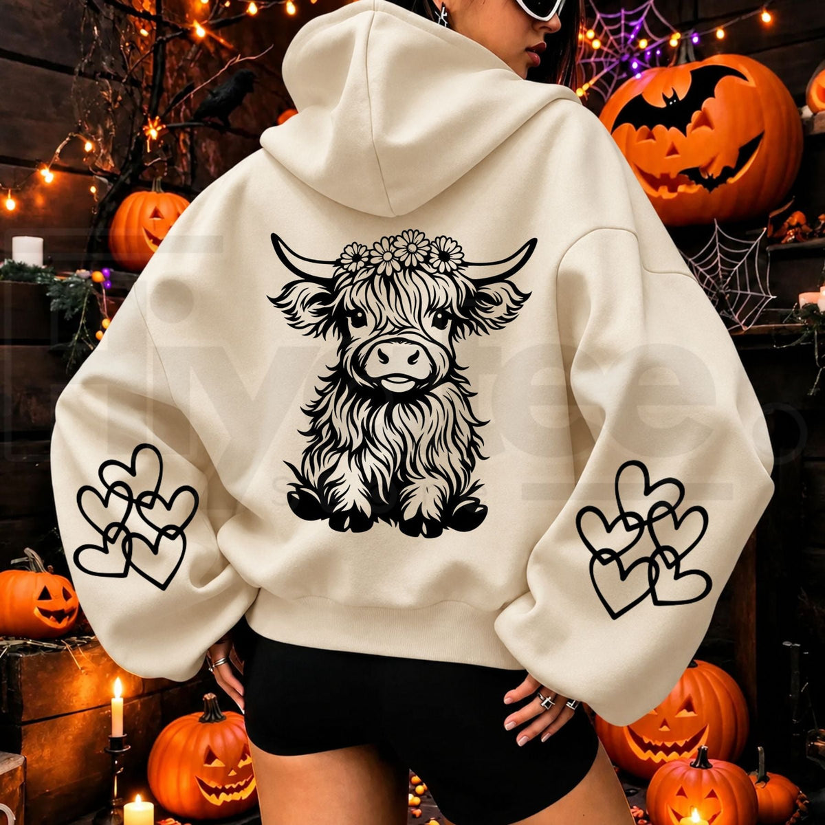Women’s Cute Highland Cow Graphic Oversized Hoodie – Soft Fleece Loose Pullover Sweatshirt
