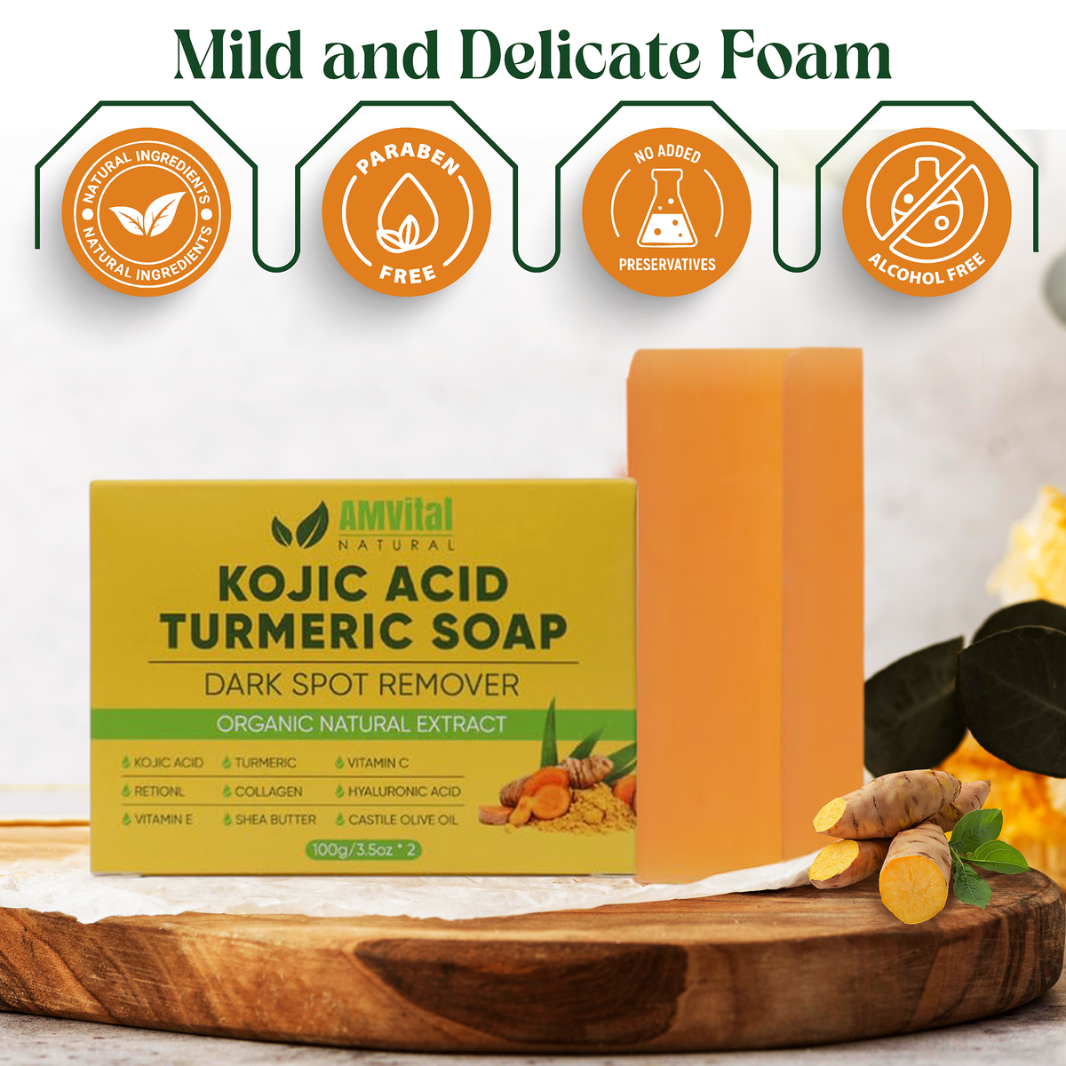 Turmeric Kojic Soap for Dark Spots & Even Tone (2-Pack)
