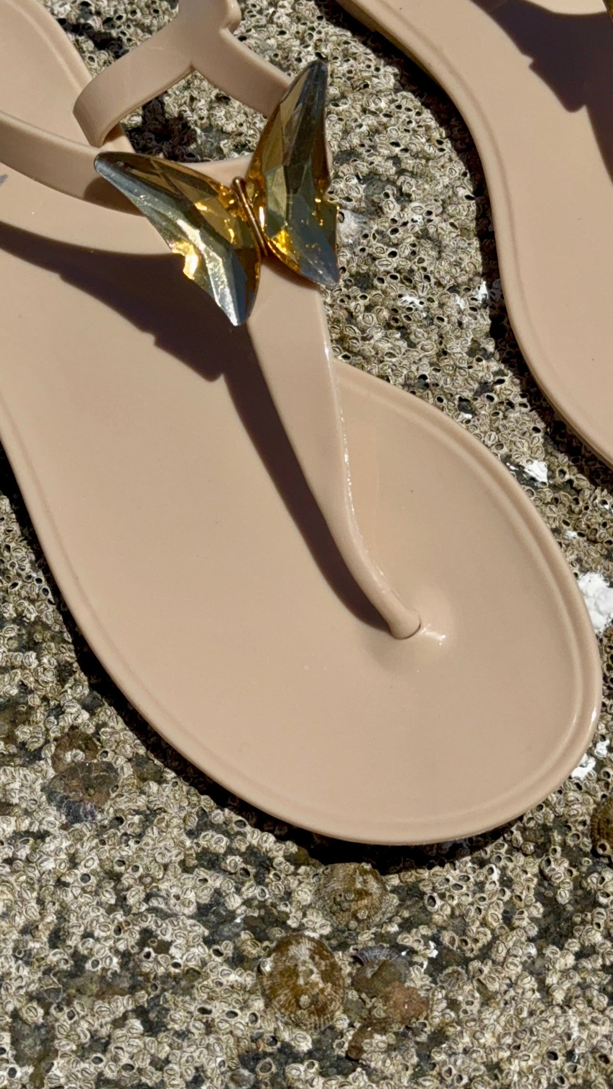 ALIANA Gel Beach Sandals — Crystal Butterfly Strap | Jelly Sandals for Women