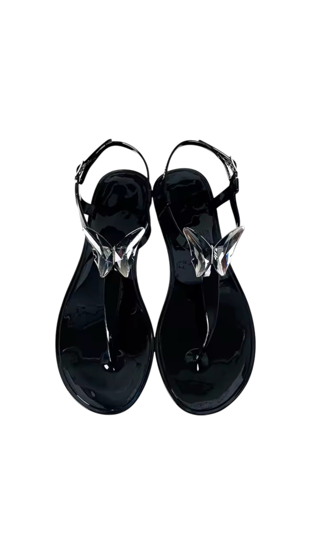 ALIANA Gel Beach Sandals — Crystal Butterfly Strap | Jelly Sandals for Women