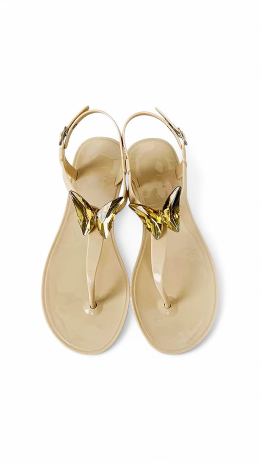 ALIANA Gel Beach Sandals — Crystal Butterfly Strap | Jelly Sandals for Women